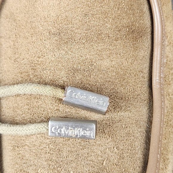 Calvin Klein Penelope Wedge Booties Womens Size 8.5M Tan Suede Lace-Up Ankle - Picture 14 of 16